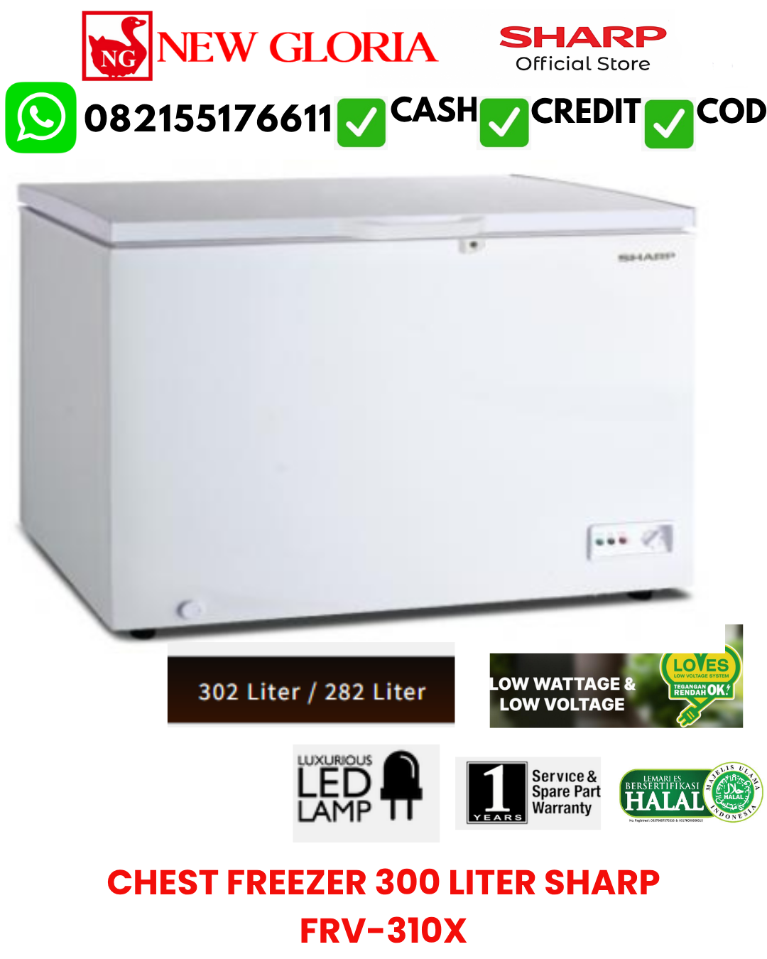 CHEST FREEZER 300 LITER SHARP FRV-310X