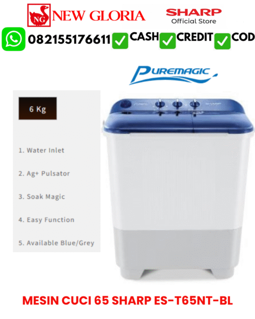 MESIN CUCI 65 SHARP ES-T65NT-BL