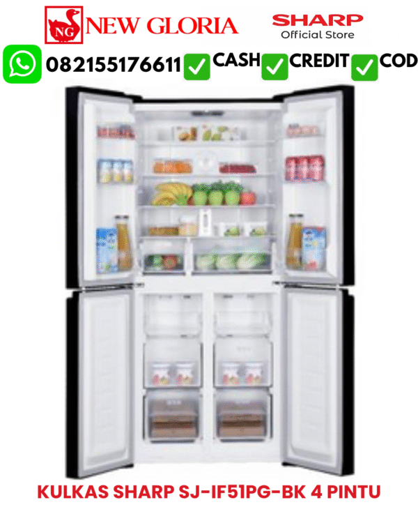 KULKAS SHARP SJ-IF51PG-BK 4 PINTU