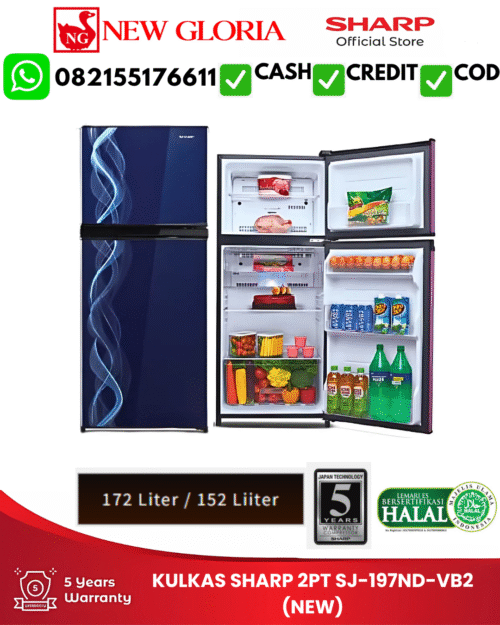 KULKAS SHARP 2PT SJ-197ND-VB2 (NEW)