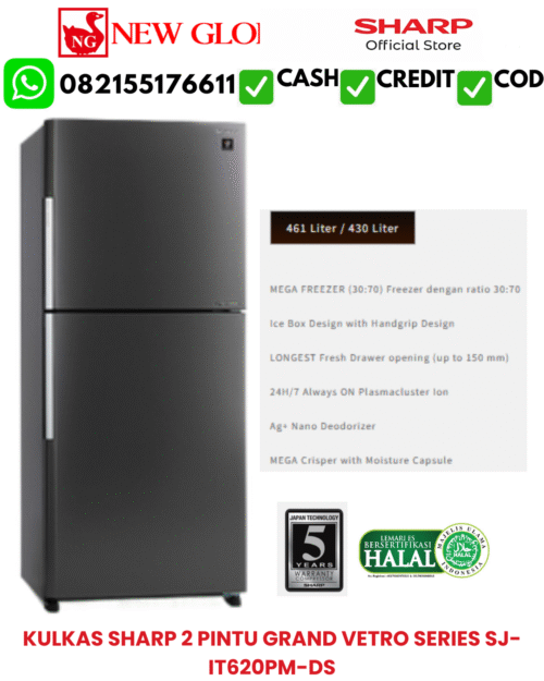 KULKAS SHARP 2 PINTU GRAND VETRO SERIES SJ-IT620PM-DS