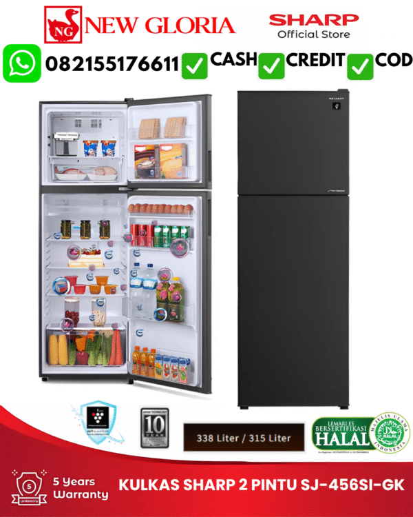 KULKAS SHARP 2 PINTU SJ-456SI-GK