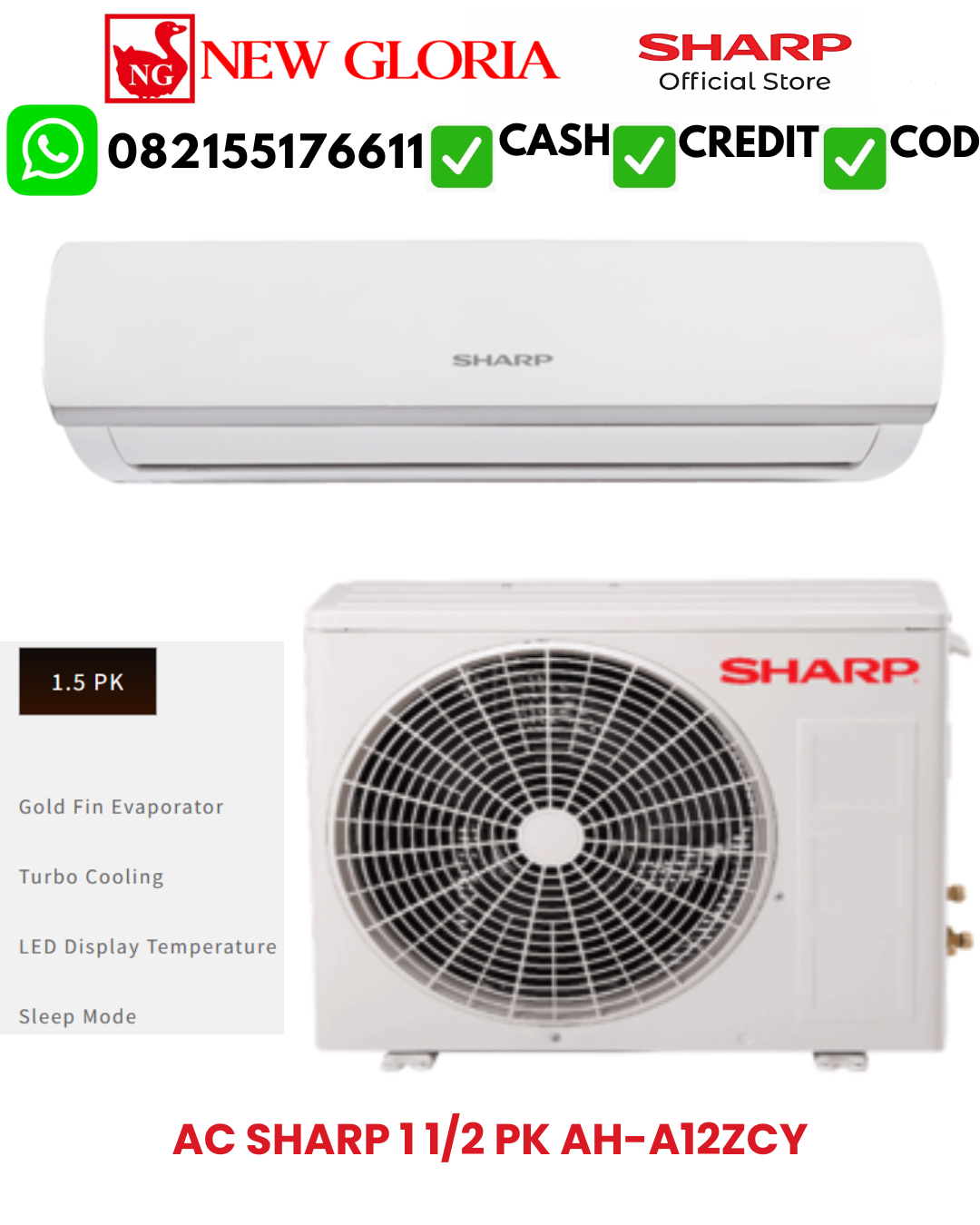 AC SHARP 1 1/2 PK AH-A12ZCY