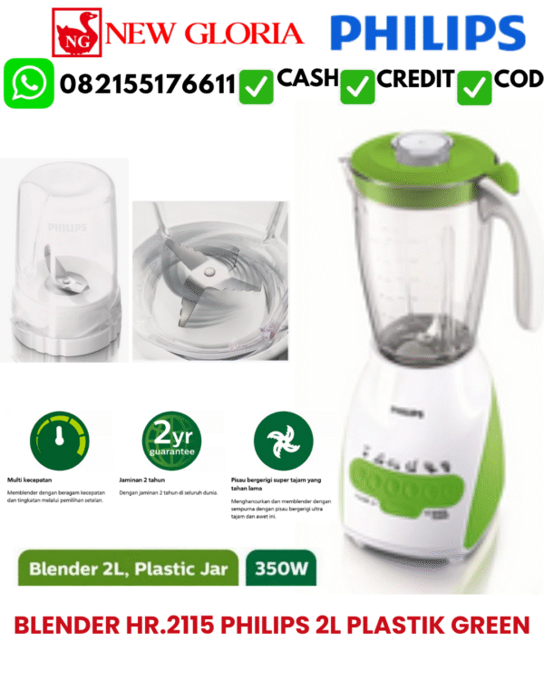 BLENDER HR.2115 PHILIPS 2L PLASTIK GREEN
