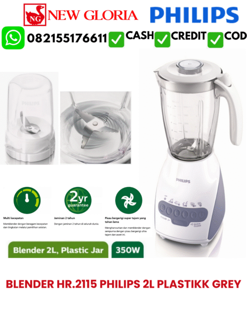 BLENDER HR.2115 PHILIPS 2L PLASTIKK GREY