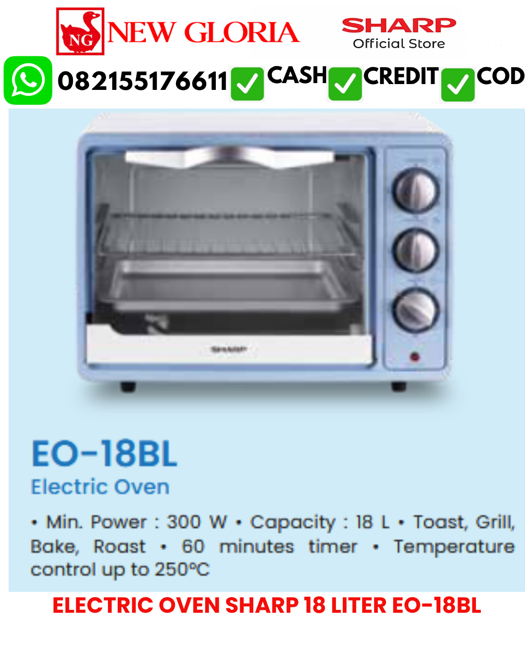 ELECTRIC OVEN SHARP 18 LITER EO-18BL