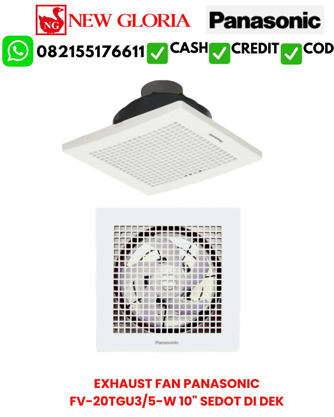 EXHAUST FAN PANASONIC FV-20TGU3/5-W 10″ SEDOT DI DEK