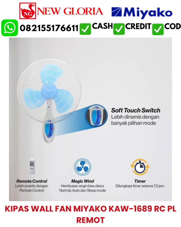 KIPAS WALL FAN MIYAKO KAW-1689 RC PL REMOT