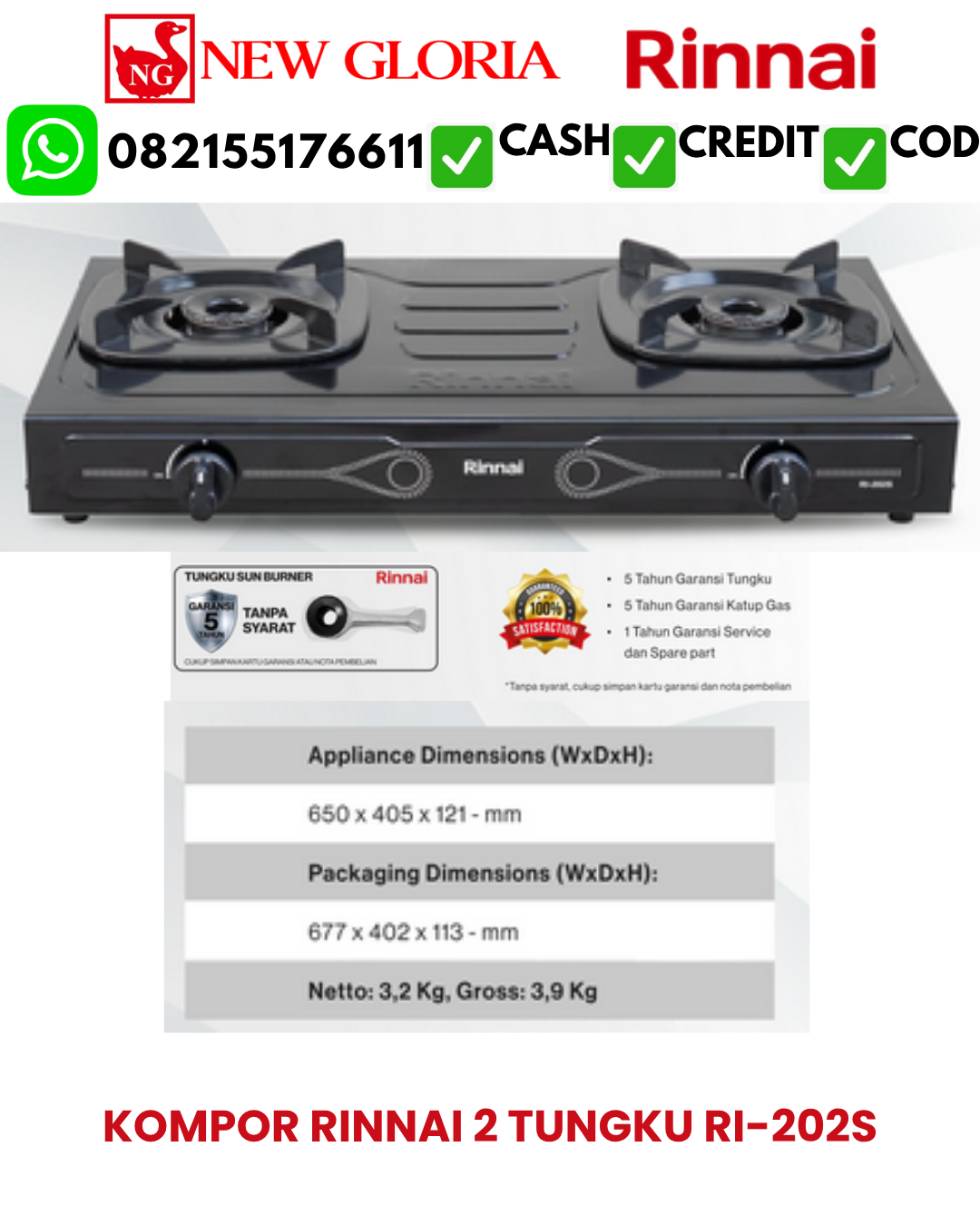 KOMPOR RINNAI 2 TUNGKU RI-202S