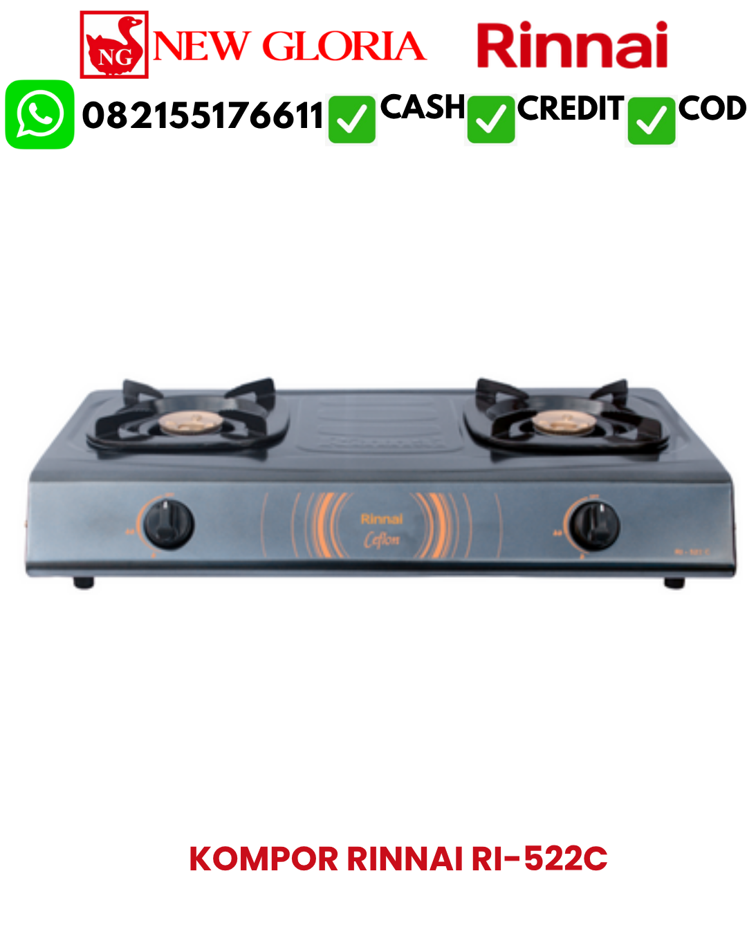KOMPOR RINNAI 2 TUNGKU RI-522C