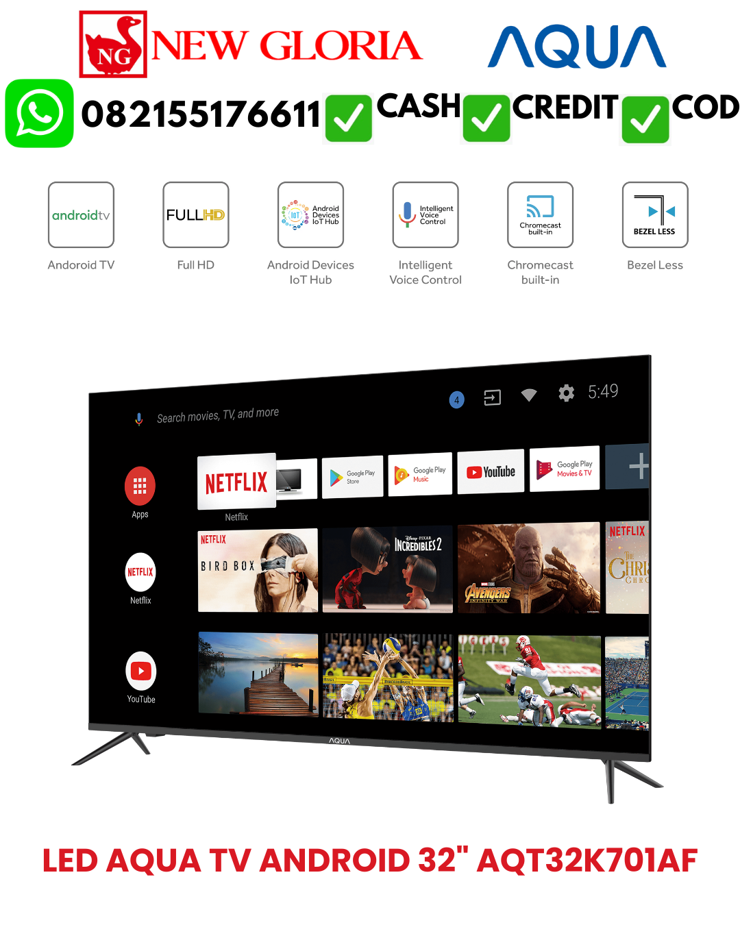 LED AQUA TV ANDROID 32″ AQT32K701AF