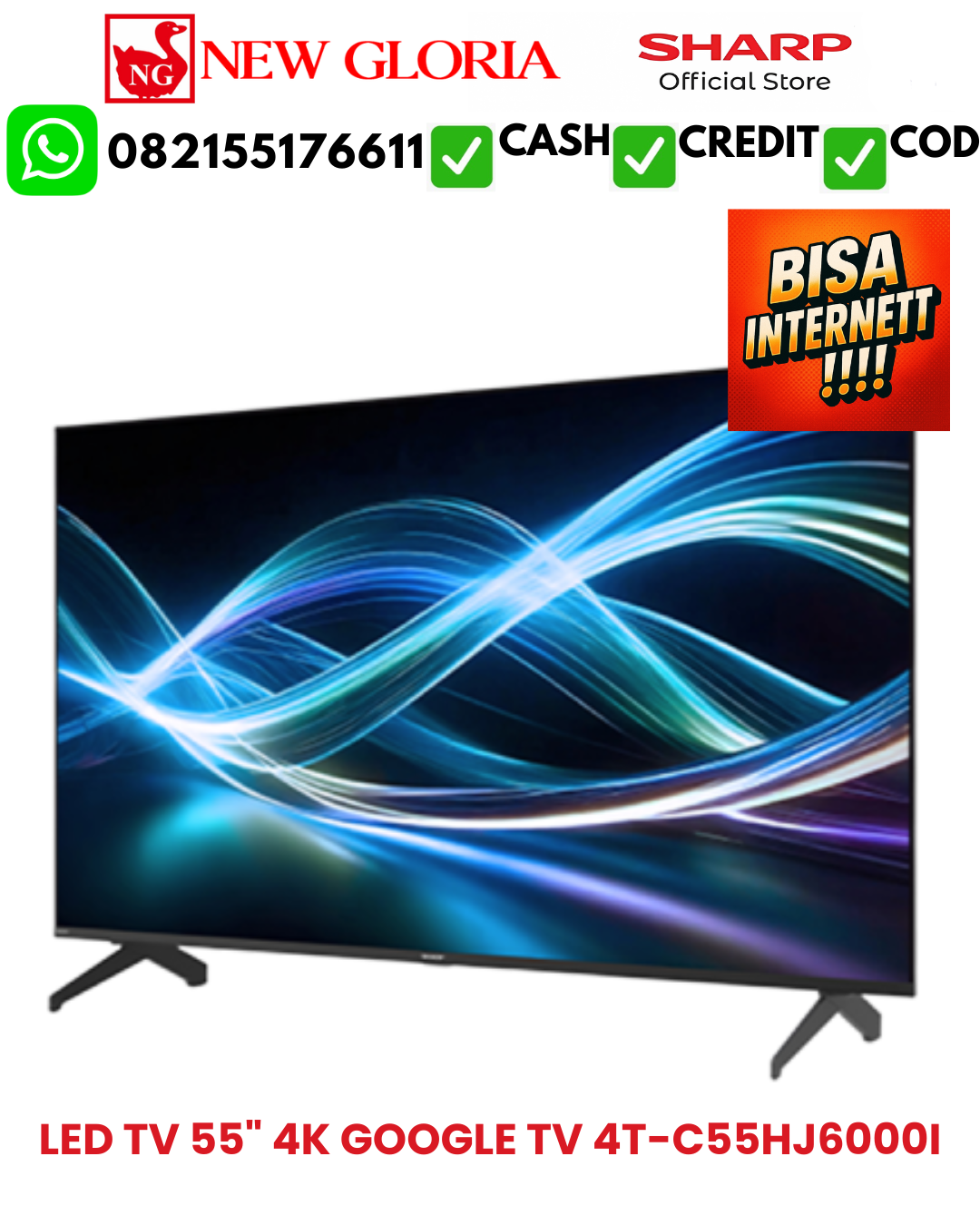 LED TV 55″ 4K GOOGLE TV 4T-C55HJ6000I