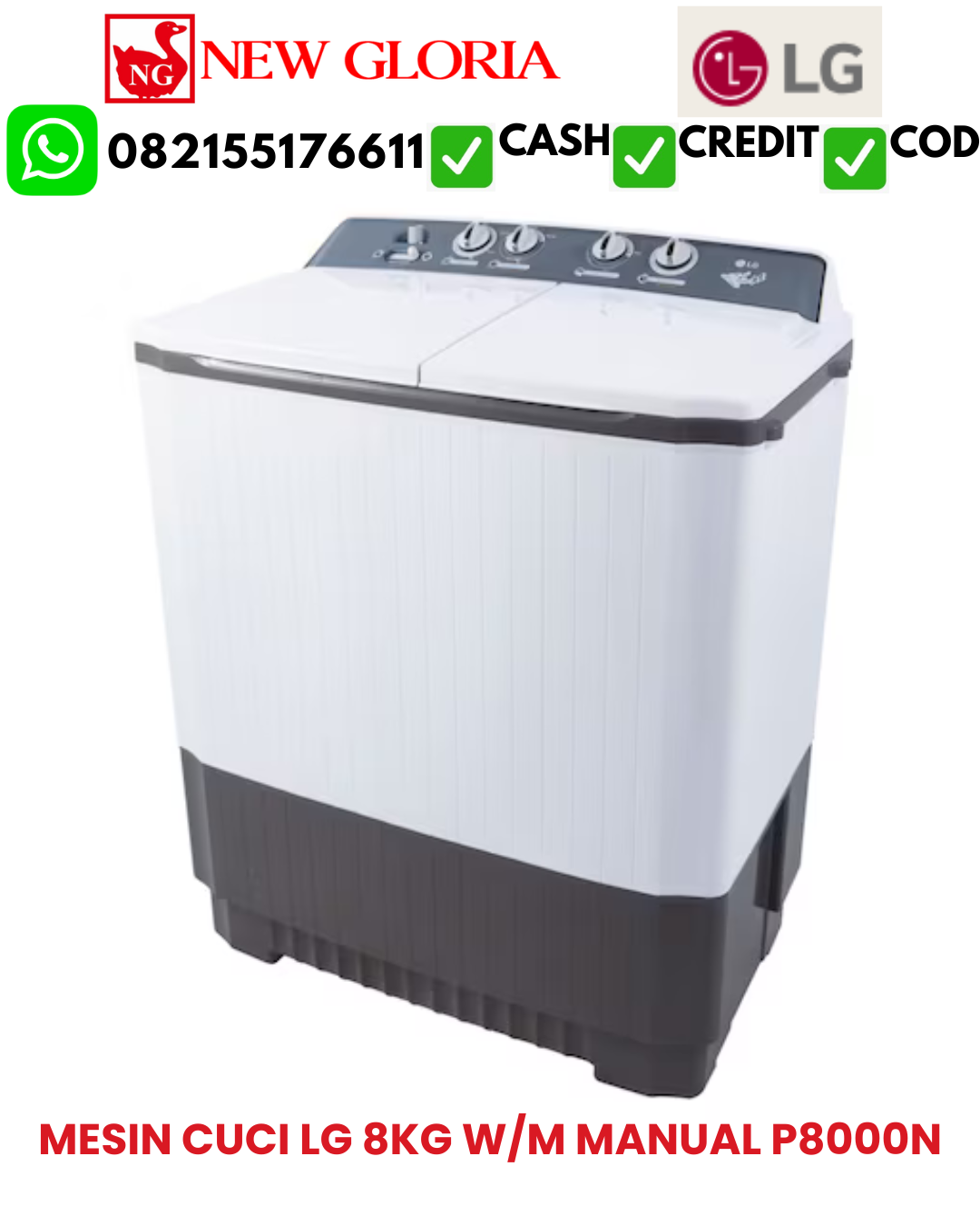 MESIN CUCI LG 8KG W/M MANUAL P8000N