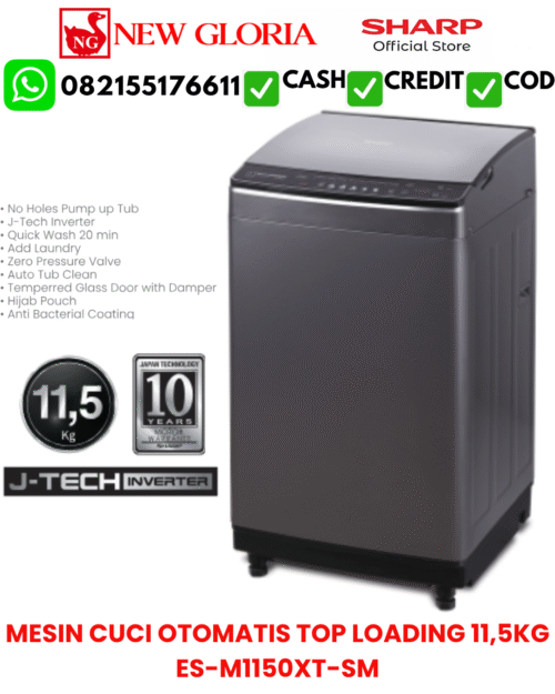 MESIN CUCI OTOMATIS TOP LOADING 11,5KG ES-M1150XT-SM