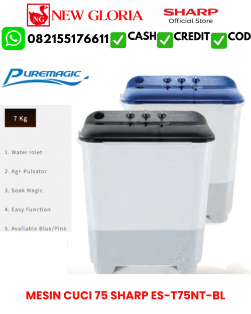 MESIN CUCI SHARP 7KG ES-T75NT-BL