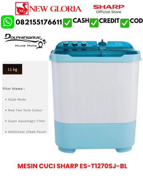 MESIN CUCI SHARP ES-T1270SJ-BL