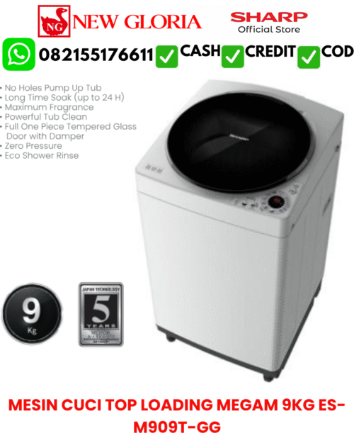 MESIN CUCI TOP LOADING MEGAM 9KG ES-M909T-GG