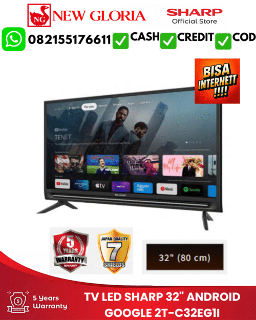 TV LED SHARP 32" ANDROID GOOGLE 2T-C32EG1I